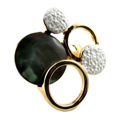 [P8381] - Designer Ring 'Acapulco' Golden Beige - 30x30 Mm