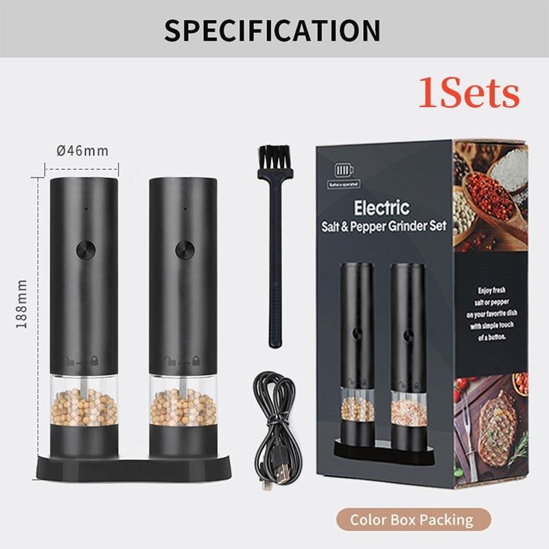 Electric Grinder USB Charging Electric Pepper Grinder With Base Simple Charging Pepper Mill with Double Support Sea Salt Grinder