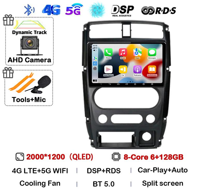 Android 14 Carplay Auto Car Radio For Suzuki Jimny 3 2005 - 2019 Multimedia Video Player Navigation GPS Stereo WIFI+4G Head Unit