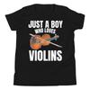 Just A Boy Who Loves Violins Orchestra Violin Lover Novelty Youth T-Shirt