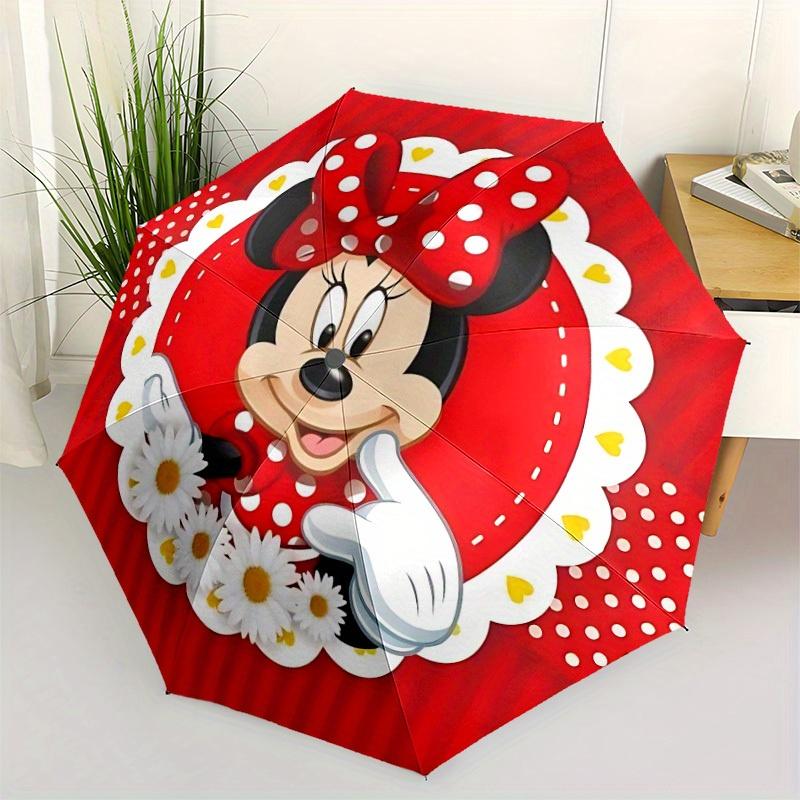 1pc Minnie Mouse Automatic Folding Umbrella - Portable Foldable Design with 8 Ribs, Durable Plastic & Iron Frame, Outdoor Umbrella yy250731051