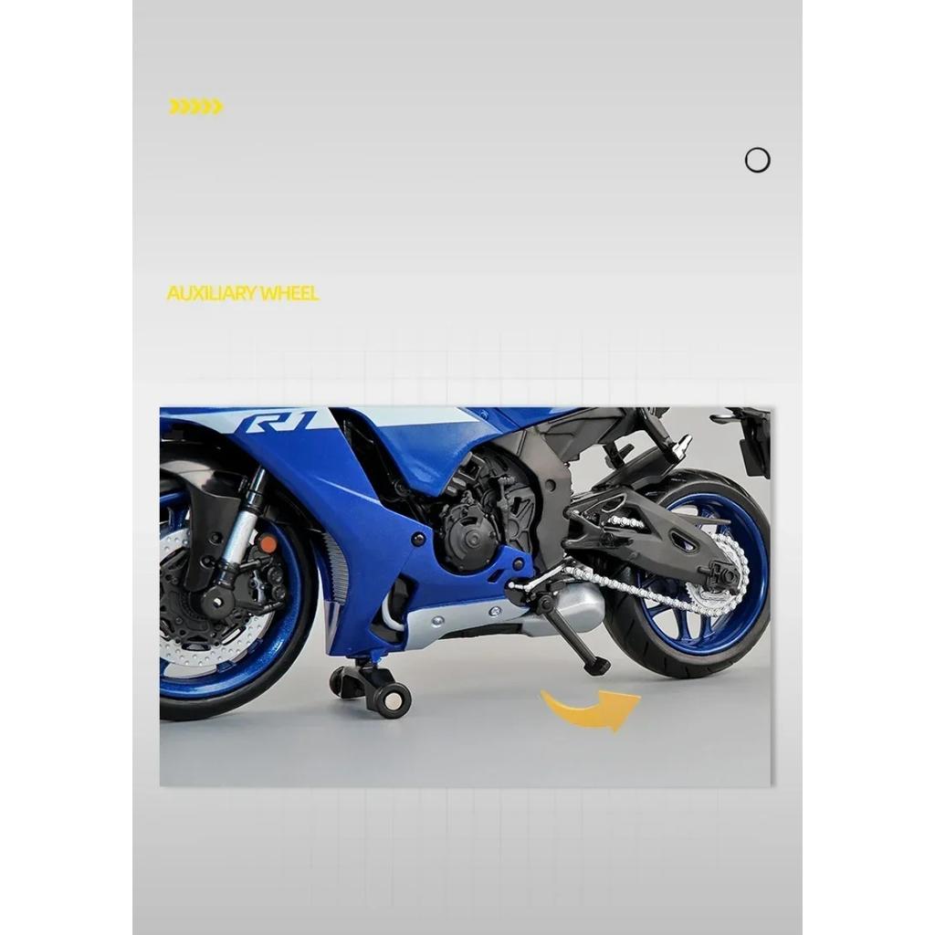1/12 Yamaha YZF-R1M 60th Anniversary Rennmotorräder Legierung Motorradmodell Stoßdämpfer Sammlung Spielzeugauto Kindergeschenk