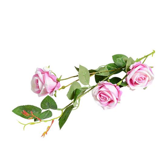 Artificial Rose Flower 3 Heads Full Blooming Fake Silk Roses Bouquet with Stem for DIY Vase Home Wedding Party Centerpiece