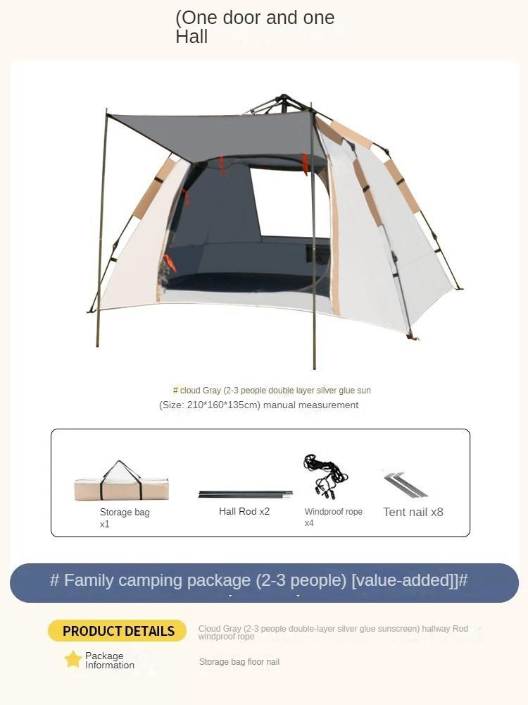 Outdoor Automatic Thickened Quickly Open Windproof Storm Park Tent Outdoor Camping Portable Foldable Tent Sun Protection