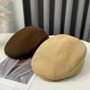 American retro solid color autumn and winter hat, face-slimming beret for women, artistic and versatile, suitable for large head sizes, casual hat