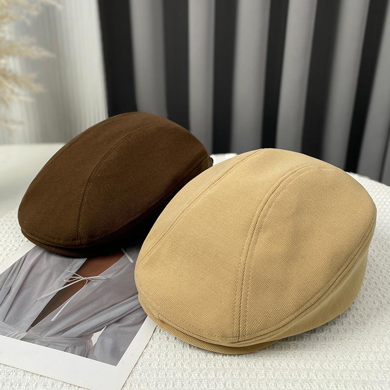American retro solid color autumn and winter hat, face-slimming beret for women, artistic and versatile, suitable for large head sizes, casual hat