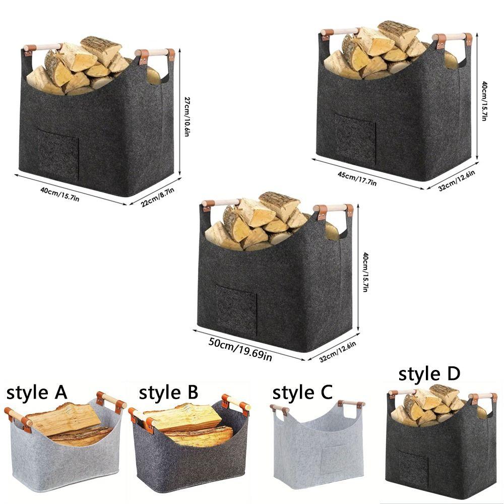 Extra Large Felt Firewood Basket Collapsible Heavy Duty Firewood Storage Bin with Handles Large Capacity Logging Tote Bag