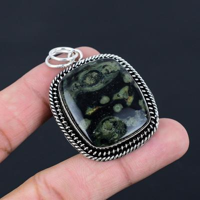 925 Silver Kambaba Jasper Stone Engagement Sister Bezel Anniversary Boho Pendant
