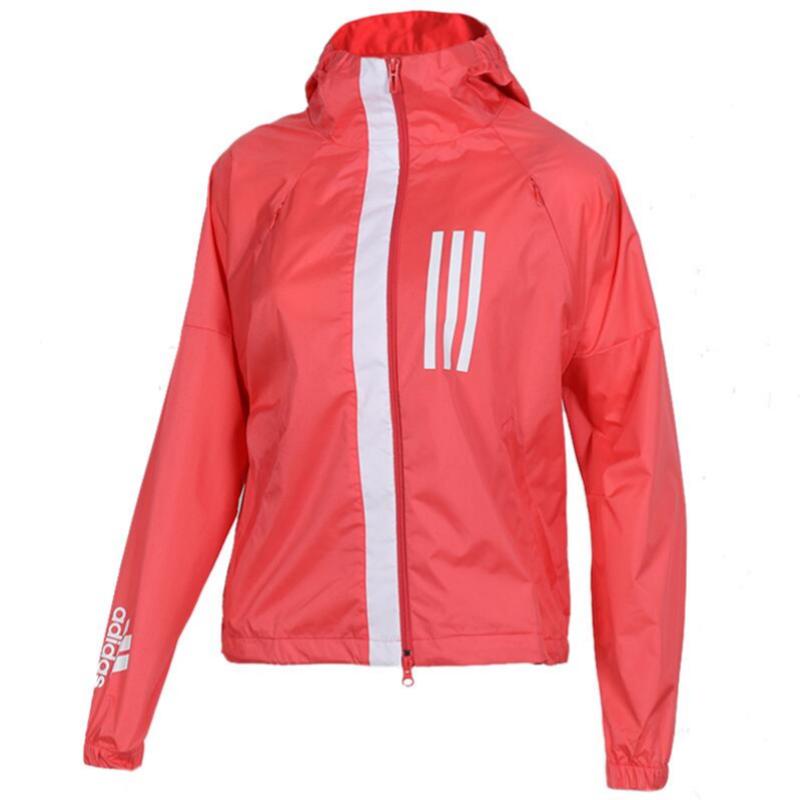 

Adidas Полосатая ветровка с капюшоном Модная куртка Женские куртки Красный DZ0040 M