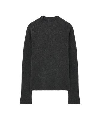 Siyajyu Sikn2157 Mock Neck Ribbed Knit_Charcoal