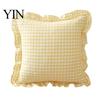 Federa Cuscino Decorativa Divano Shabby Chic con Volant, Fodera Cotone a Quadri con Bordo Arricciato, Federe Arricciate Vintage 18x18 Pollici 20x12 Copertura Decorativa