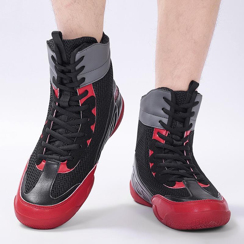 Wrestling Shoes Men's Middle Help Professional Boxing Shoes Non-slip and Wear-resistant Fighting Shoes Fighting Special Training Shoes Tai