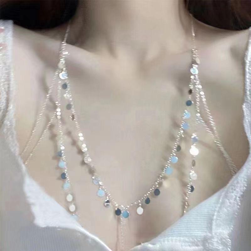 Rhinestone Body Chain, Sweet Cool Bikini Accessory, Trendy Women Holiday Clavicle Jewelry