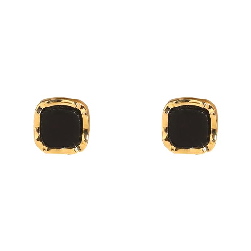 1Pair Korean Style Black Square Ear Studs For Women Elegant Light Luxury Geometric Earrings  Trendy Jewelry Gift