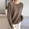 Women's Round Neck Wool Knitwear - Loose Fit Long Sleeve Pullover for Autumn & Winter