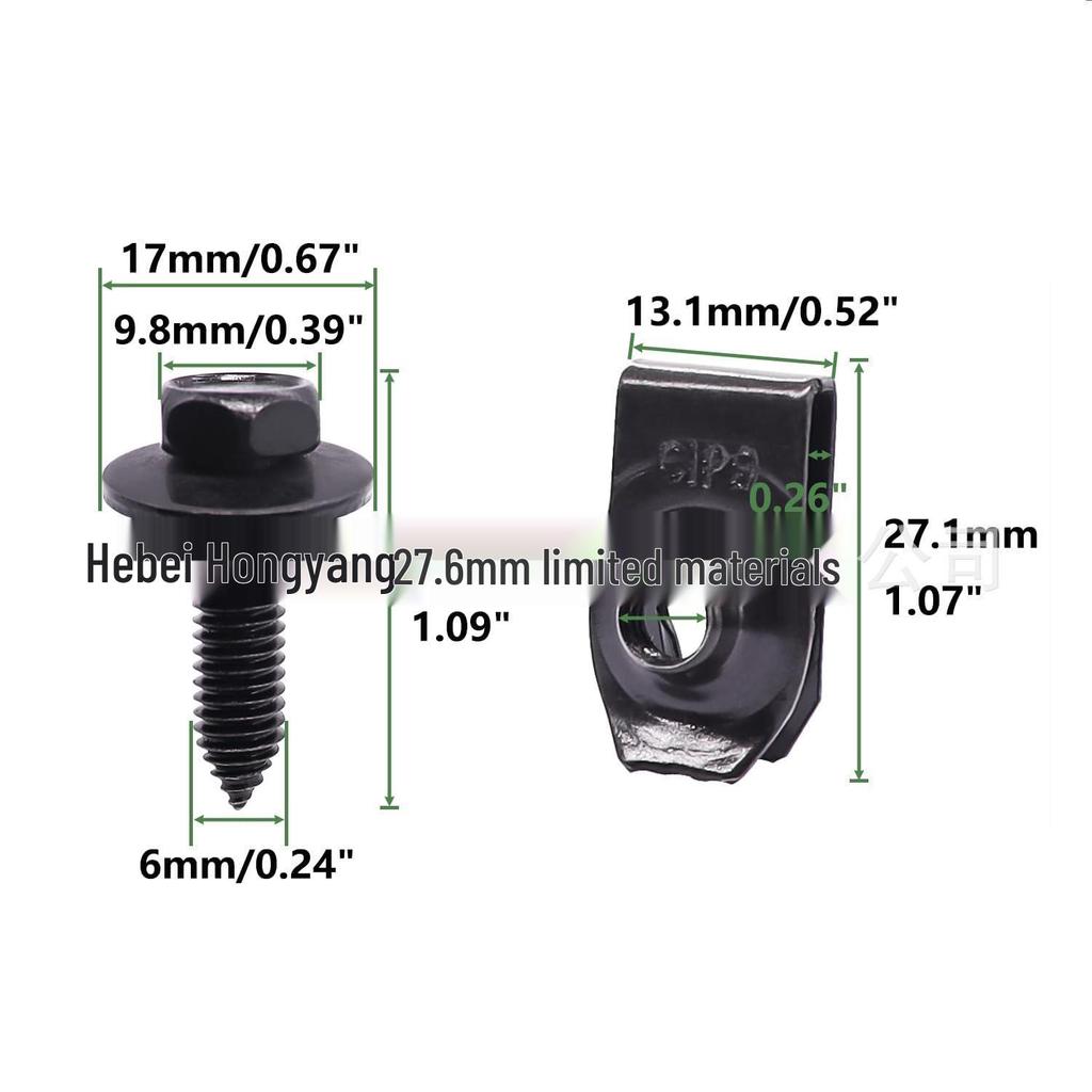 M6 Fastener Screw for Car Engine Hood, Chassis, Bumper, Fender, and Liner