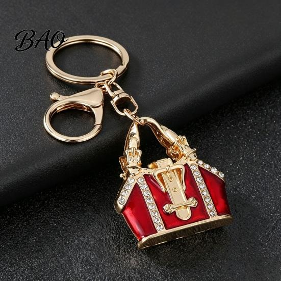 Bling Backpack Keychain Mini Handbag with Rhinestone, Zinc Alloy Pendant for Decorative Purse Keys Handbags Backpacks, Lightweight Accessory