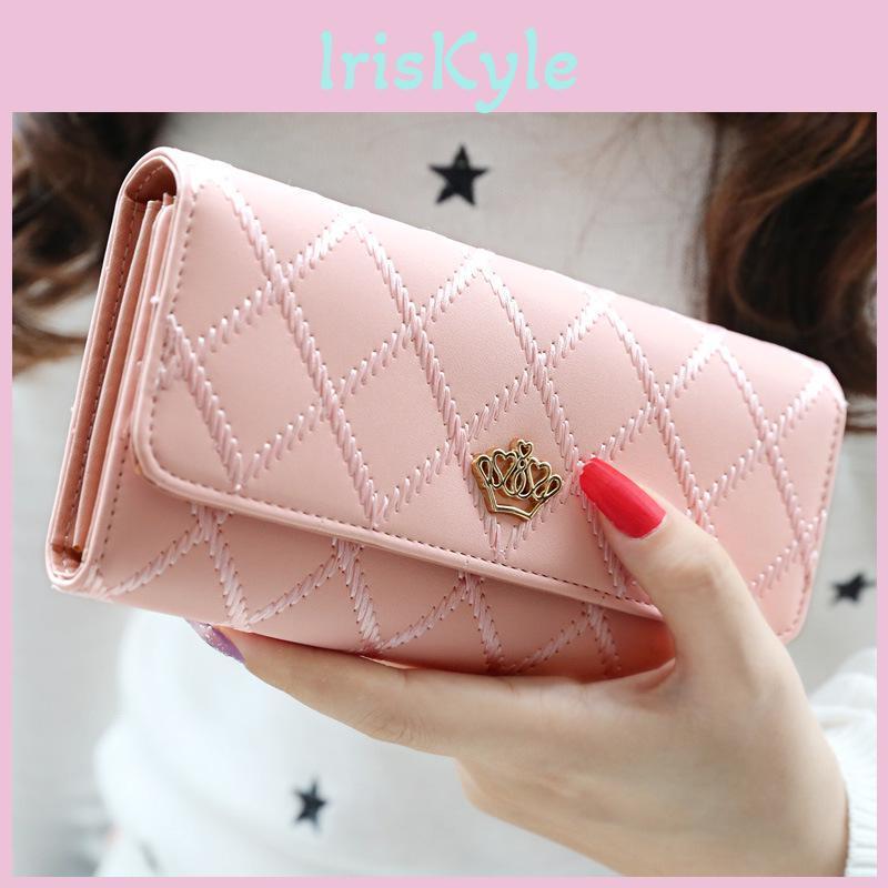 Leather Clutch Lady Women Plaid Hasp Wallet Long Length Card Holder Phone Bag Case Purse