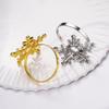1/2/6Pcs Golden Metal Napkin Ring Faux Pearl Decor Snowflake Design Winter-themed Napkin Holders Weddings Parties Table Decor