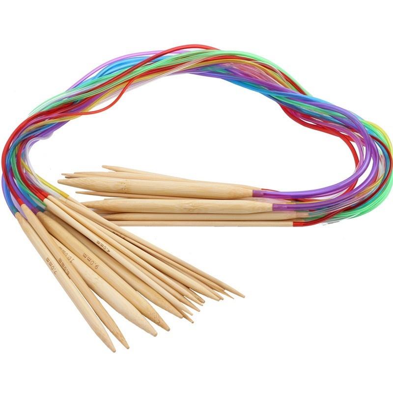 18 méret 2.0-10.0mm 80cm Bambusz Körkötőtű Készlet Színes Tubussal