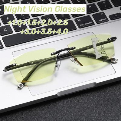 Neue Multifokale Gleitsichtbrille Modische Randlose Nachtsichtbrille für Damen und Herren HD Anti-Blaulicht Lesebrille