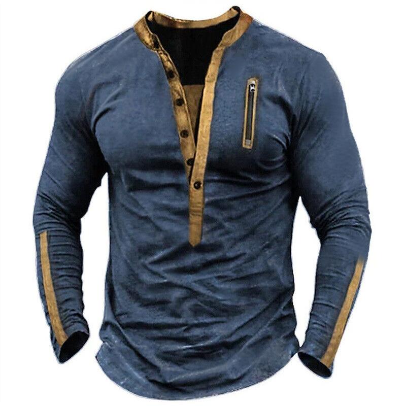 Men S Solid Color Stand Collar Buttoned Long Sleeve Tactical Casual Sweatshirt
