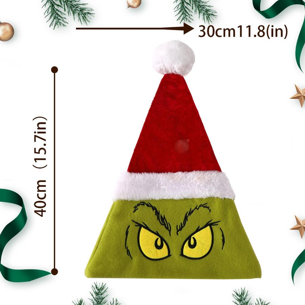 Personalized Custom Embroidered Name Green's Christmas Hat For Adults And Children Christmas Holiday Gift Decoration