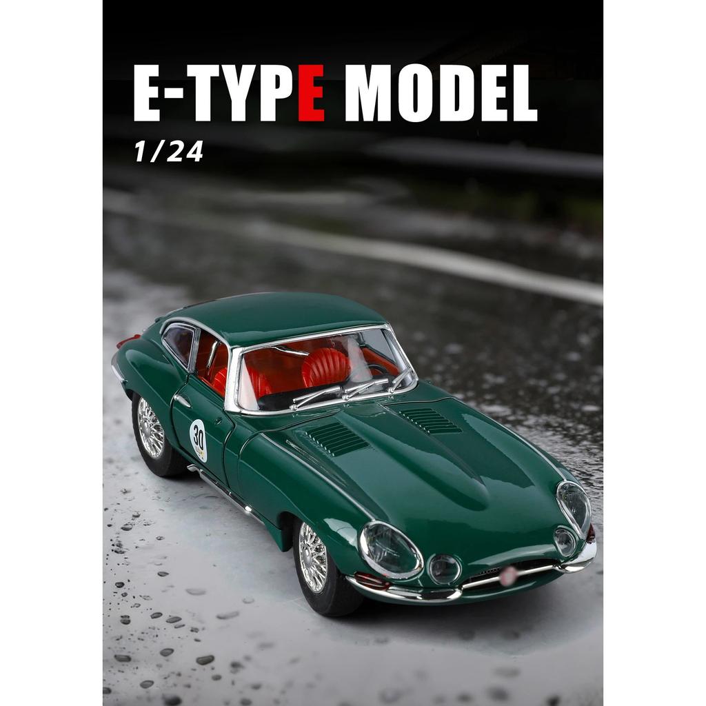 NEW 1/24 Jaguars E-Type Alloy Car Model Sound and Light Pull Back Children's Toy Collectibles Birthday Gift