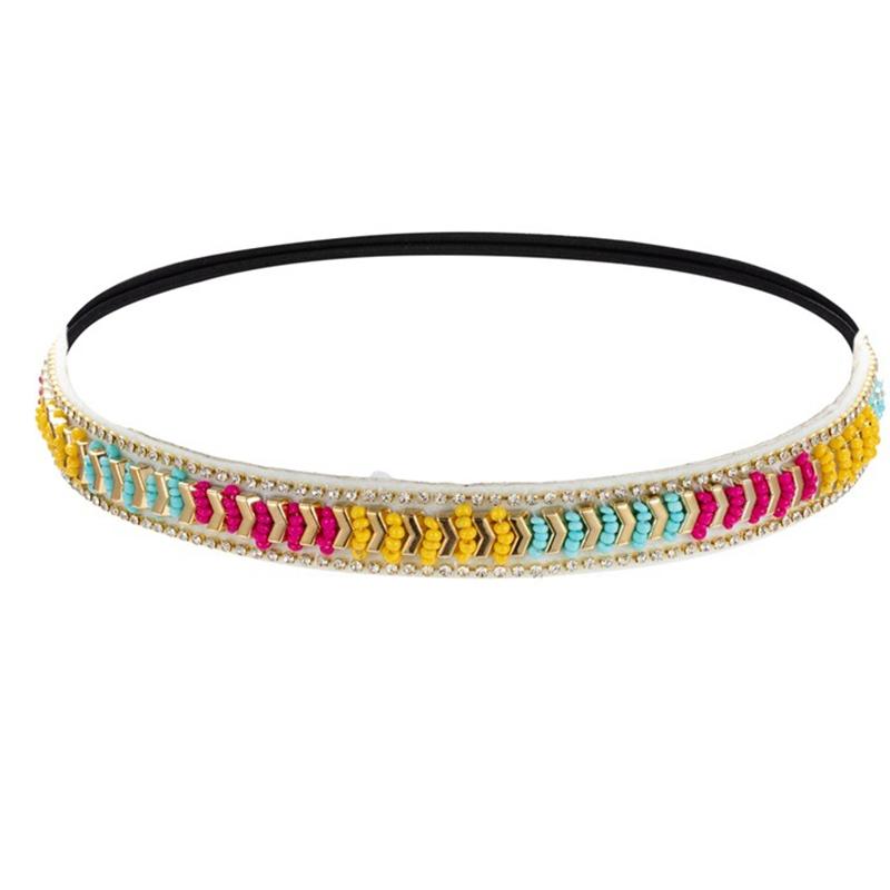 

Этническая Винтажная Богемная Эластичная Повязка на Голову с Бусинами, Повязка для Волос, Аксессуары для Волос