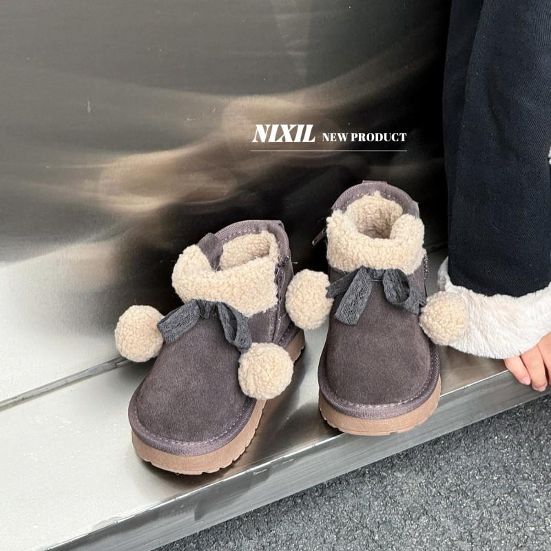 Girls Winter Snow Boots Kids Warm Thick Faux Suede Ankle With Fluffy Pom Non-Slip Sole Ages 1-16