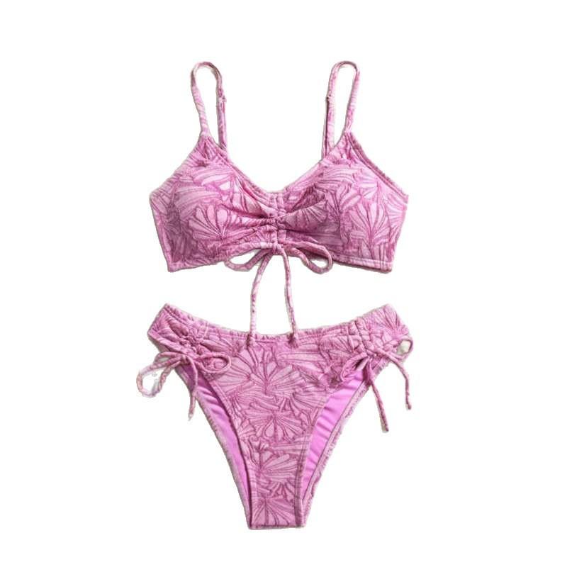 Bikini Badeanzug Feminin High-Waist Geteilter Träger Strandurlaub