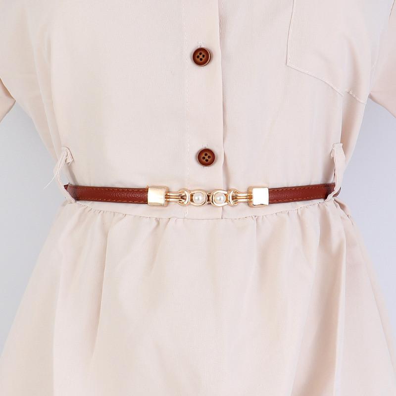 Pu Leather Minimalist Waist Belt With Metal Buckle For Office And Dresses Casual