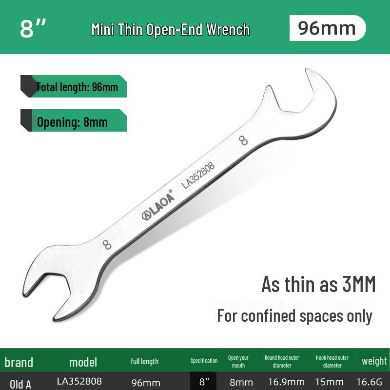 Stainless Steel 3mm Ultra-Thin Open-End/Box-End Double-Headed Mini Combination Wrench Set