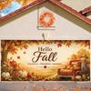 8 x 16 ft Hello Fall Garage Door Cover, Pumpkin Barn Banner Decor