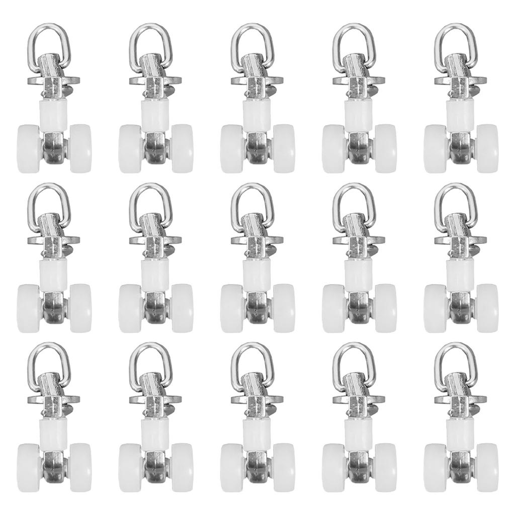 20Pcs Curtain Track Rollers Heavy Duty Smooth Rolling Twin Wheeled Carriers for Window Closet Bedroom Office Drapes Sliding