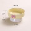 Cute Large Capacity Ceramic Cat Bowl Macaron Colors Non-Slip Base Elevated Pet Bowl with Bow Pet Feeding Bowl for Puppy Cats