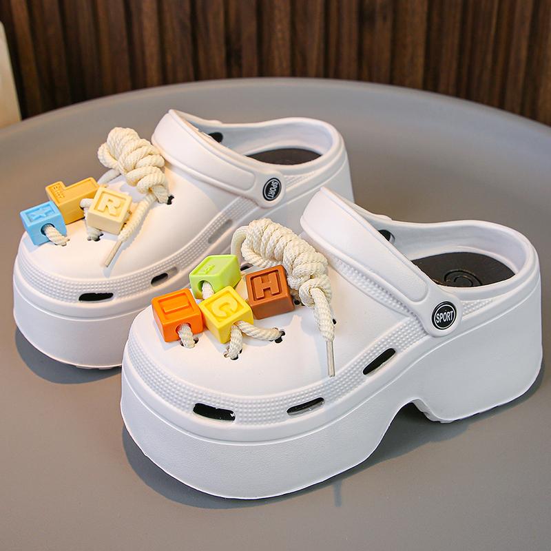 Fashion Diy Clogs Fashion 2024 Summer New Chunky Platform 9 cm Heels Eva Slippers Women Beach Thick Bottom Outdoor Slides Garden Shoes