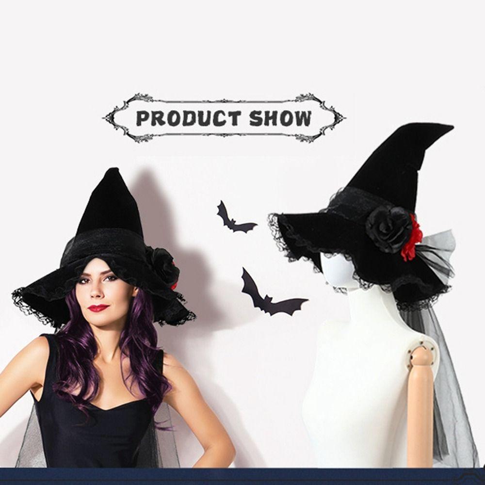 Gothic Queen Halloween Witch Hats Velvet Cloth Wizard Cap Foldable   Children
