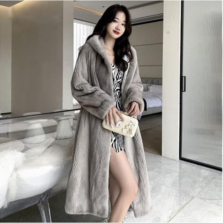 Winter New Women's Overcoats Long Imitated Mink Coat Loose Plus Size Warm Windbreaker Leisure Clothing
