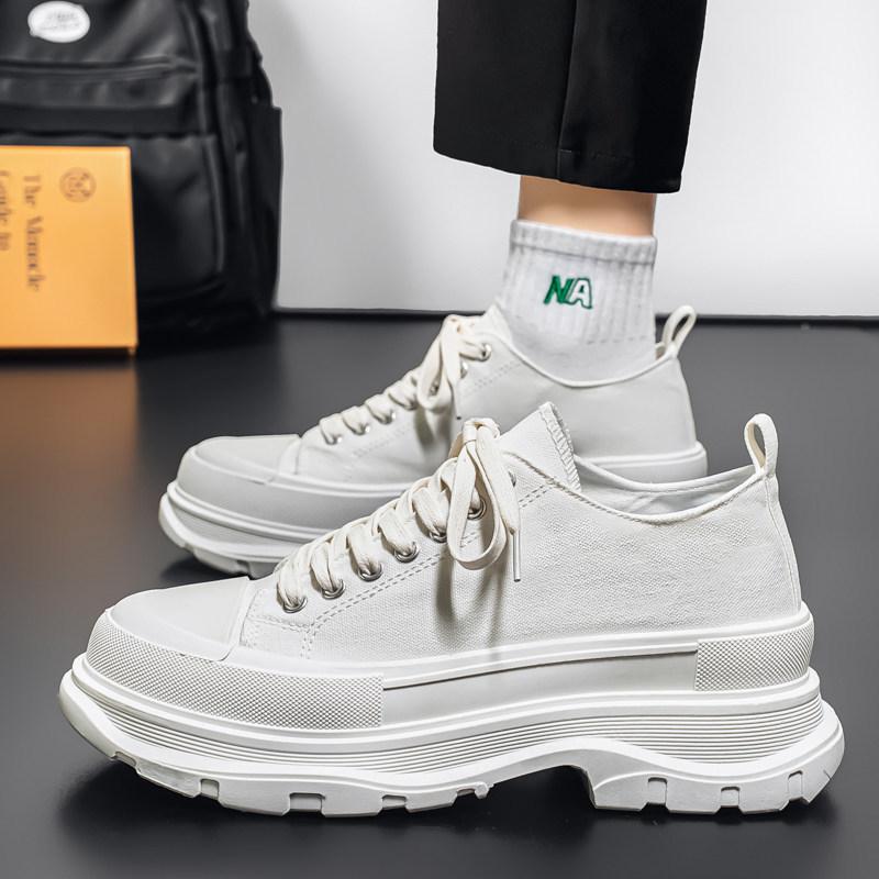 Shoes new spring canvas board shoes casual shoes low-top thick-soled muffin dad shoes increase in height