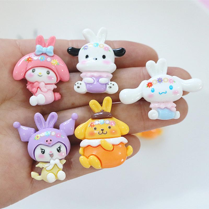 10 Pcs New Mini Kawaii Cartoon Animal Puppy Rabbit Series Resin Scrapbook Diy Miniature Ornament Accessories A34