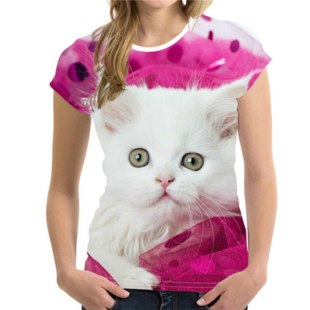 New Summer 3D Printing for Women Cute Cat Fashion 2025 New Harajuku Animal Short Sleeve Oversized