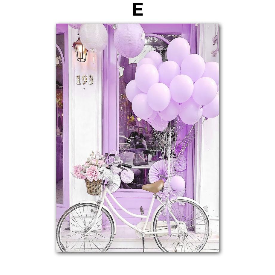 Wall Art Canvas Painting Dreamy Purple Paris City Towel Vintage Car Flower Living Room Decoration Posters Prints Wall Pictures