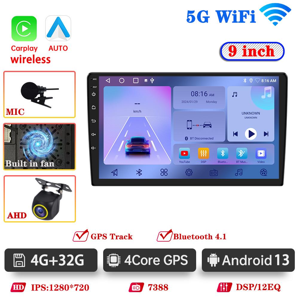 Android 13 Car Radio BT Multimedia Player GPS Wireless Carplay Auto For Toyota Hyundai Nissan Kia Suzuki ISO DVR Head Unit