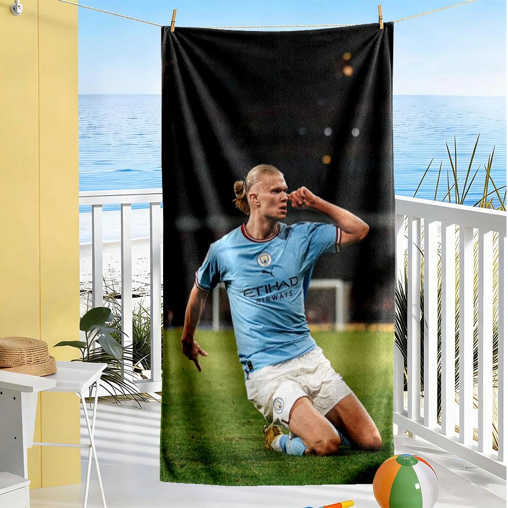 Haaland Enthusiasten Strandtuch Superweiche Mikrofaser Schnelltrocknendes Gewebe Bequem Leicht Geeignet für Schwimmen, Fitnessstudio, Camping, Yoga Urlaub