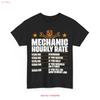 Mechanic T Shirt Hourly Rate Auto Repairunisex Vintage Vintage Versatile Designer Clothes Breathable Stretched Homme Soft