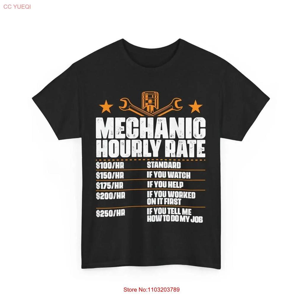 Mechanic T Shirt Hourly Rate Auto Repairunisex Vintage Vintage Versatile Designer Clothes Breathable Stretched Homme Soft