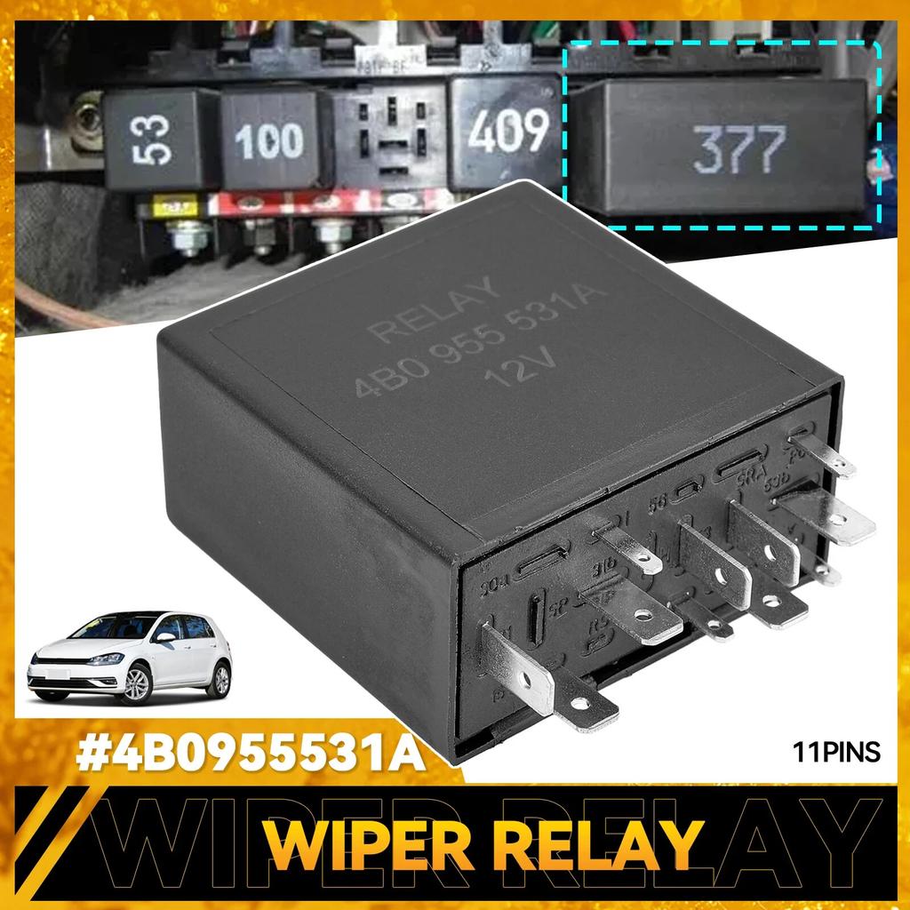 377 11 Pin Intermittent Delay Wiper Motor Control Relay For VW Golf Passat B5