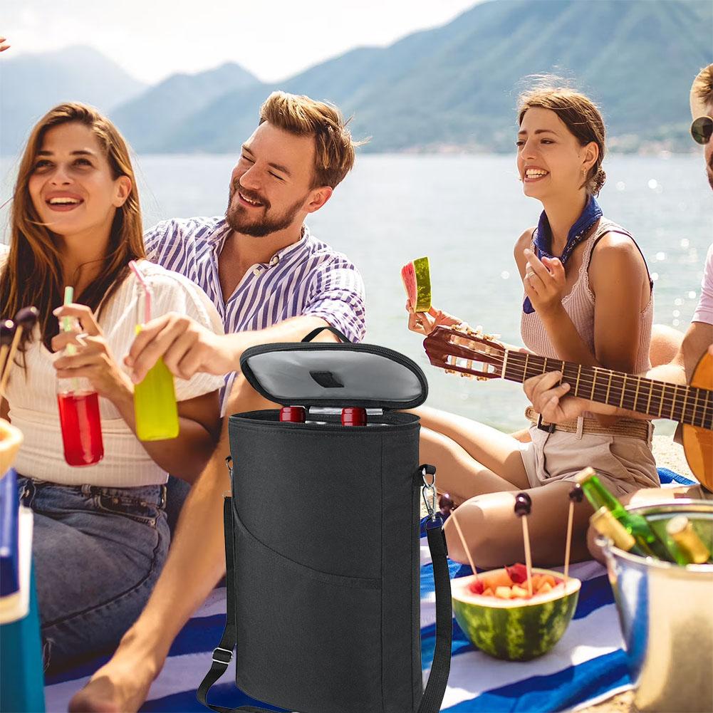 NEW Two Bottle Wine Totes Bag Cooling Case Insulated Thermal Wine Carrier for Travel Fishing Beach Outdoor Camping Accessories