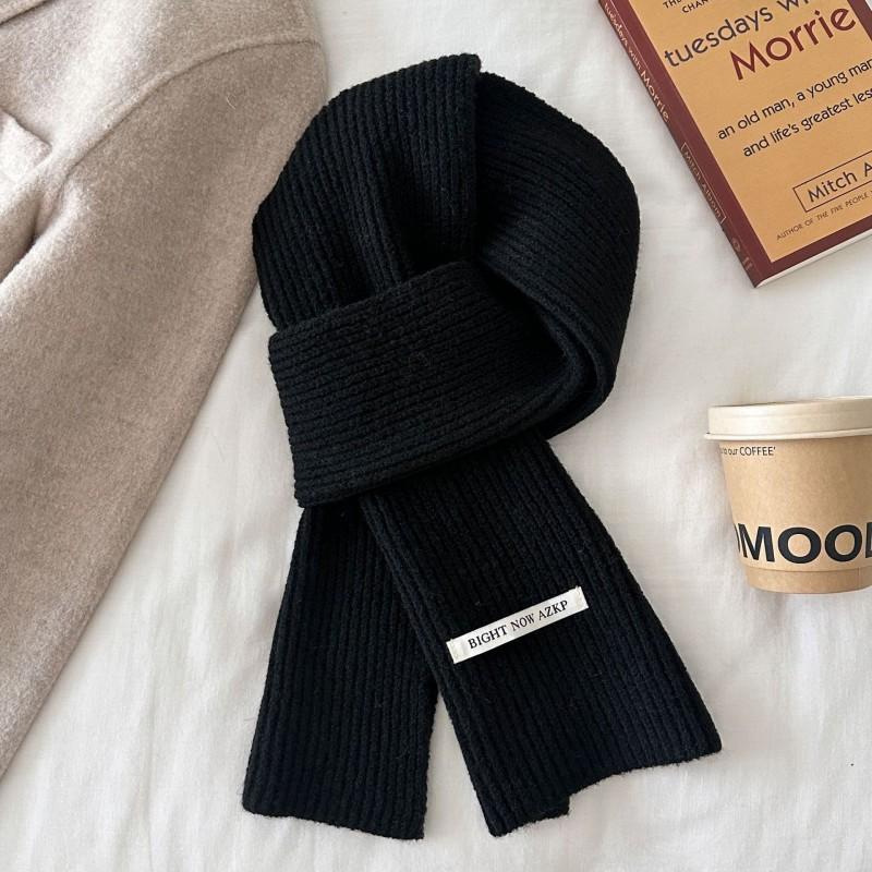 Korean Style Solid Color Knitted Scarf Women Warm Thick Neck Warmer Winter Accessory
